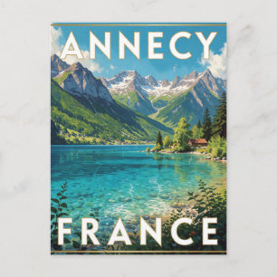 Annecy Frankreich Kristallsee Alpen Reise Blick Postkarte