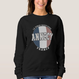 Annecy Frankreich, Vintage Französische Flagge Pre Sweatshirt