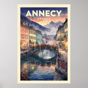 Annecy Frankreich Vintage Reise Poster