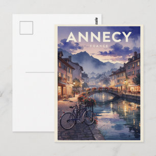 Annecy Frankreich Vintage Reise Postkarte