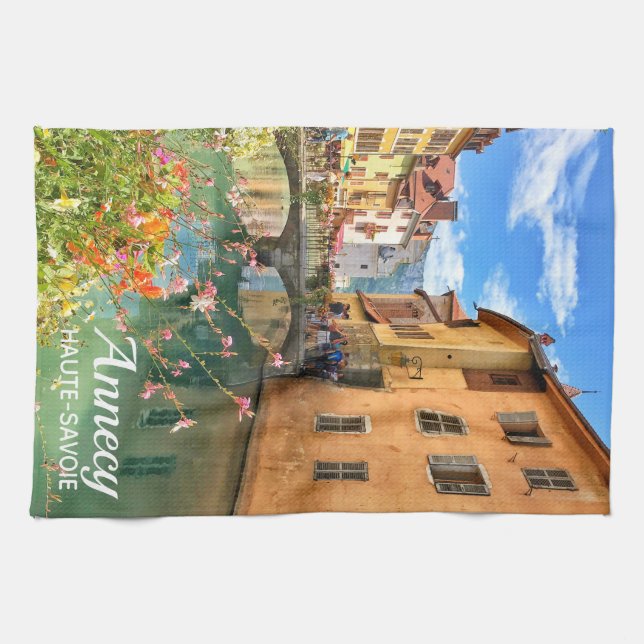 Annecy Old Town, Frankreich Geschirrtuch (Horizontal)