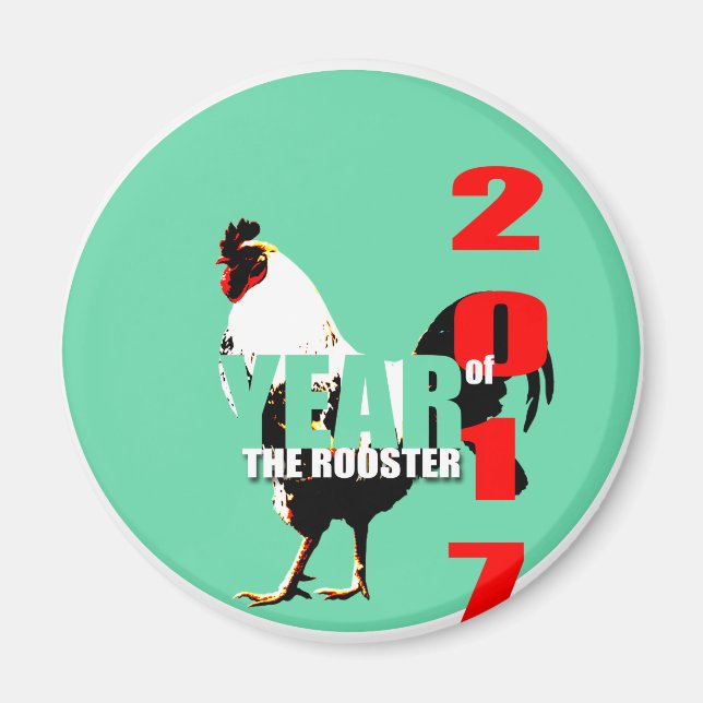 Année 2017 du coq en Cercle Vert R Magnet (Devant)