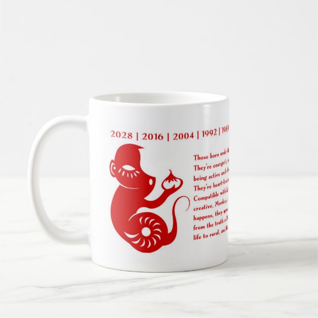 ANNÉE CHINOISE DE ZODIAQUE DE LA TASSE DE SINGE (Gauche)