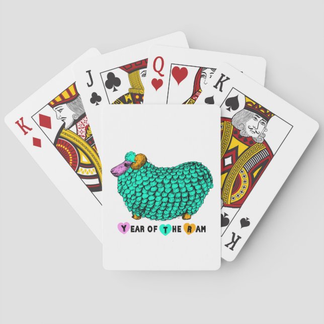 Année chinoise des cartes de jeu vert mouton (dos)