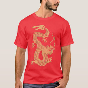 Année chinoise d'or du T-shirt de dragon