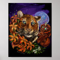 Année chinoise du Tigre 2022 Poster de l'Art Nouve