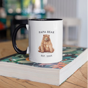 Année de création Mug Ours Papa Aquarelle