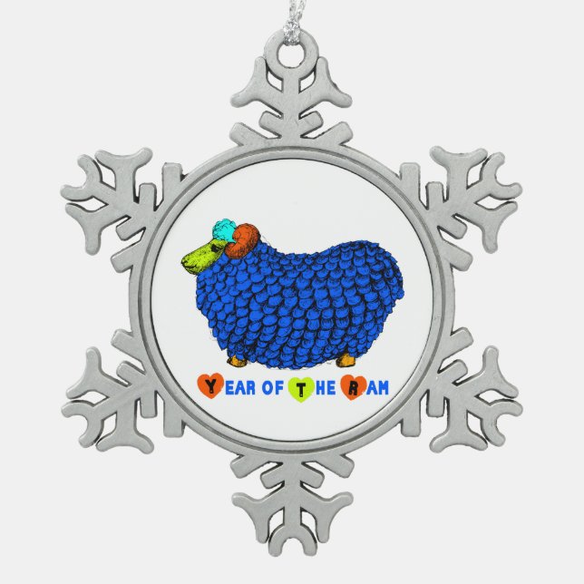 Année du bélier drôle du mouton en ornement bleu (Devant)