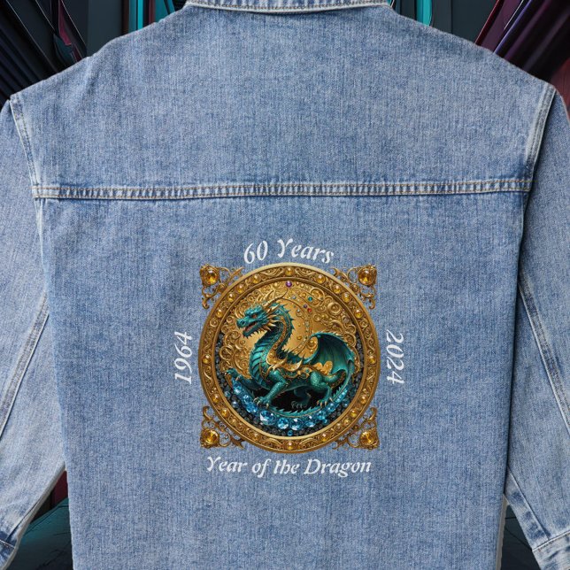 Année du Dragon 60e anniversaire Zodiac unique (Year of the Dragon 60th Birthday Unique Zodiac Denim Jacket)