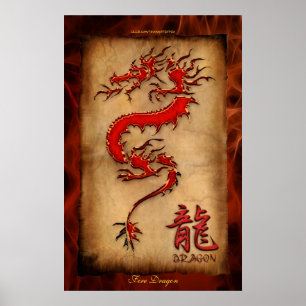 Année du Dragon, Poster d'Art du Dragon de Feu