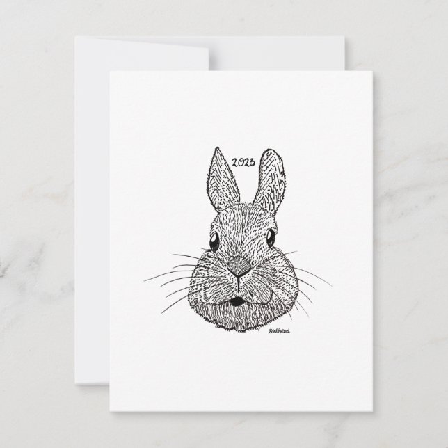 Année du lapin, Carte Nouvel An, Carte Plat (Devant)