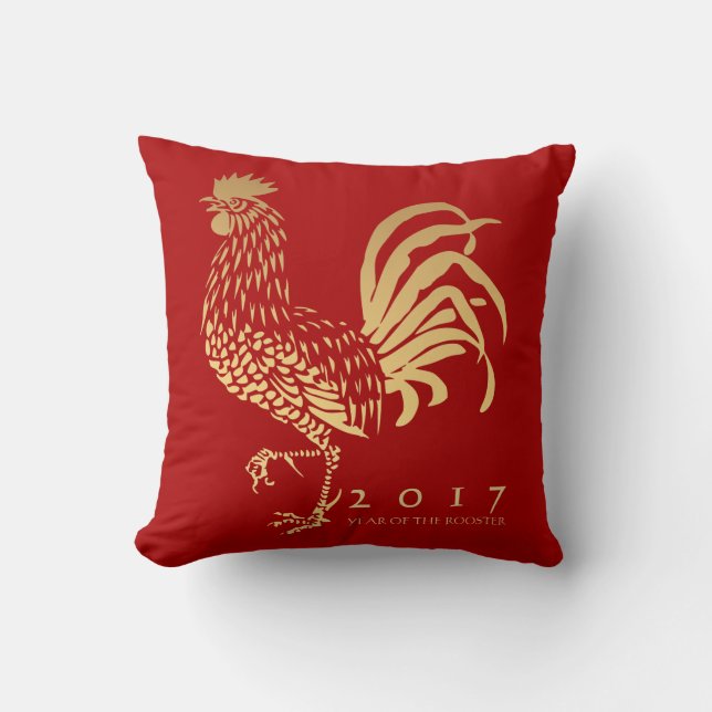 Année du Rooster 2017 personnalisable Red Coussin (Recto)