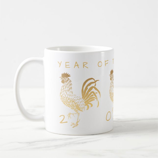 Année du Rooster 2017 tasse personnalisable (Gauche)