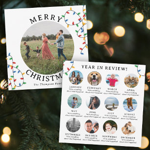 Année en revue Carte de Noël Famille Photo mensuel