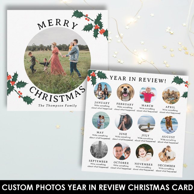 Année en revue Carte de Noël Famille Photo mensuel (Year in Review Christmas Card Family Monthly Photo)