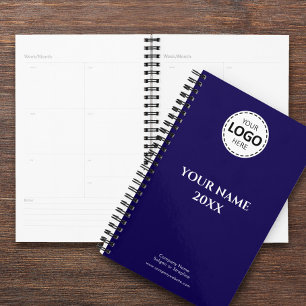 Année personnalisée, logo, texte, journal bleu