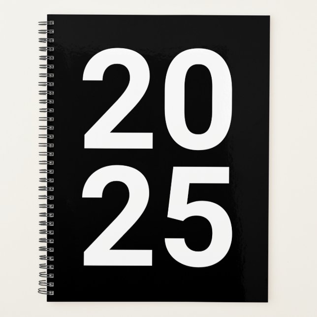 Année personnalisée noir blanc chiffres de typogra (Devant)