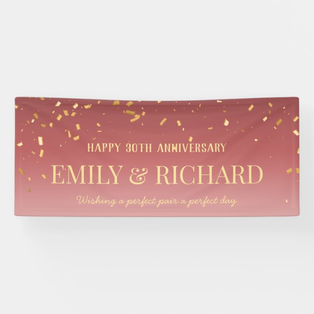 ANNÉE Pink Gold Mariage Anniversaire Bannière (Horizontal)