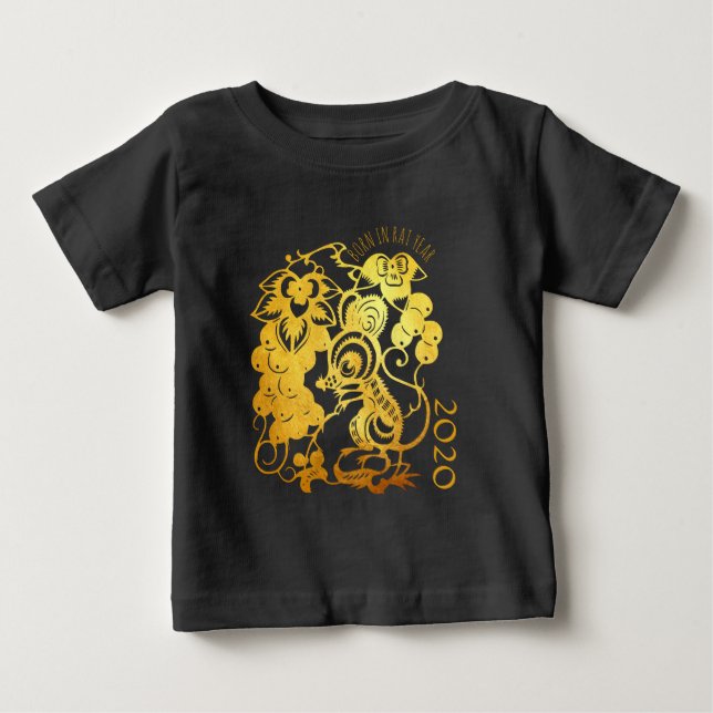 Année Rat Chinoise 2020 T-shirt bébé de raisin (Devant)