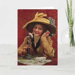 Années 1910 Chéri sur une carte de voeux téléphoni