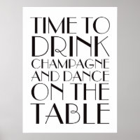 Années 1920 Boire Champagne Poster blanc