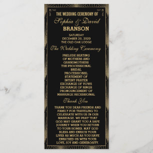 Années 20 Art Déco Great Gatsby Wedding Programme