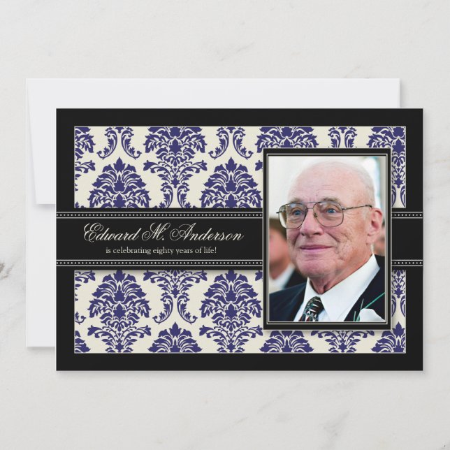 Années d'or Damask Anniversaire Invitation de la f (Devant)