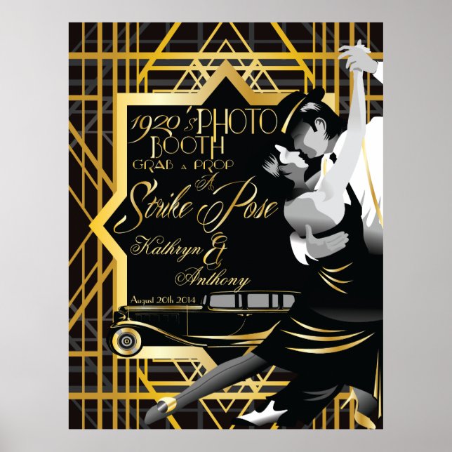 Années folles Gatsby Style Photo Booth Poster (Devant)
