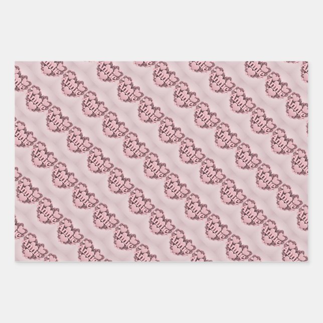 Annie 3D Pink Hearts Wrapping Paper Set Geschenkpapier Set (Vorderseite)