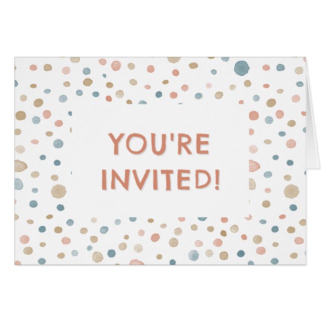 Annie Confetti Watercolor Dots Birthday Invite (Vorderseite (Horizontal))