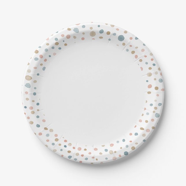 Annie Confetti Watercolor Dots Paper Plate Pappteller (Vorderseite)