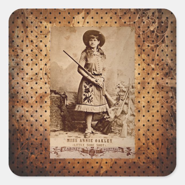 Annie Oakley Sepia Quadratischer Aufkleber (Vorderseite)