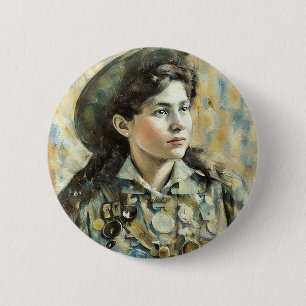 Annie Oakley weibliche Schützin 1800er Cowgirl-Kun Button