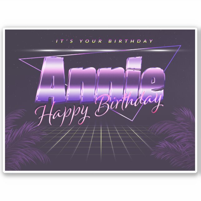 Annie Prénom lila retro Sticker (Devant)