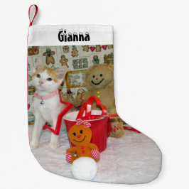 Annie's Niedliche Katze und Lebkuchen Personalisie Kleiner Weihnachtsstrumpf