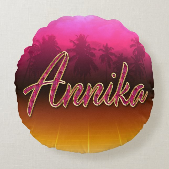 Annika Vorname Name golden pink Kissen (Vorderseite)