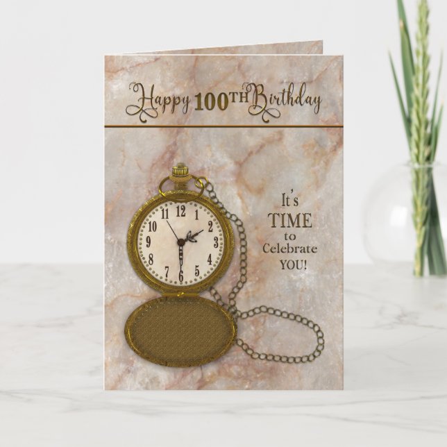 Anniversaire 100e montre de poche et carte à chaîn (Devant)