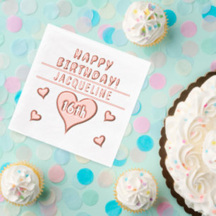 Anniversaire 16 ans Cœurs NOM Tout âge