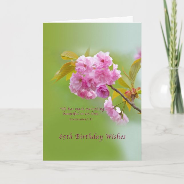 Anniversaire, 85th, fleurs de cerisier, carte (Devant)