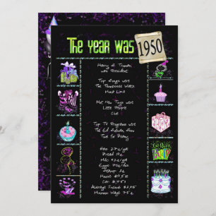 Anniversaire Année 1950 Invitation