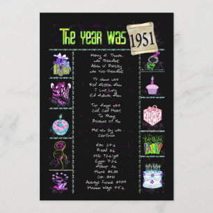 Anniversaire Année 1951 Invitation
