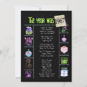 Anniversaire Année 1967 Invitation