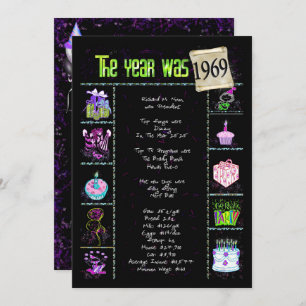 Anniversaire Année 1969 Invitation