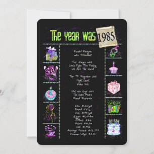Anniversaire Année 1985 Invitation