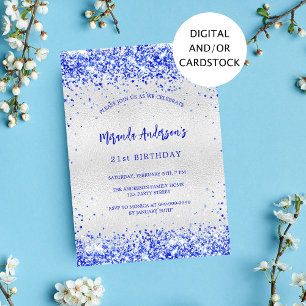 Anniversaire argent bleu royal invitation