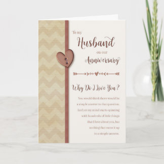 Anniversaire au mari - Pourquoi je t'aime? Carte