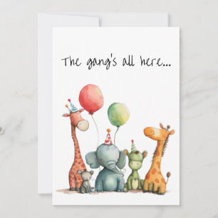 Anniversaire avec carte d'animaux caricaturaux trè
