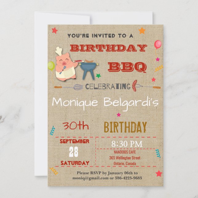 ANNIVERSAIRE BBQ PARTY INVITATION | TOUT ÂGE (Devant)