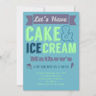 Anniversaire Boy Cake Glace Party Invitation