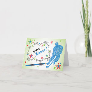 Anniversaire! Carte de voeux de hockey masculin Sc